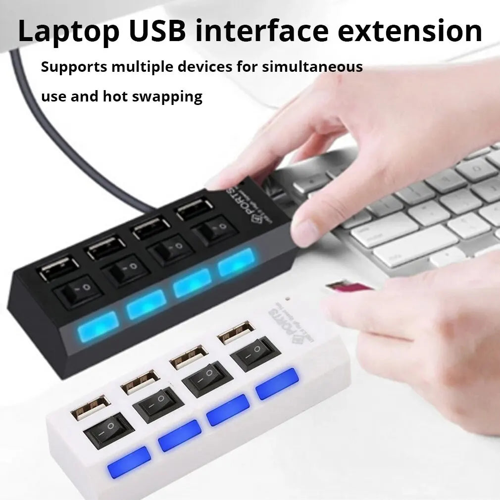 4-Port Usb 2.0 Hub One Drag Four Splitter Hub Plug And Play Mini Small Socket Hub /Usb 4-Port Splitter