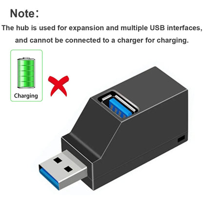 Usb port hub USB 3.0 HUB Adapter Extender Mini Splitter Box 1 to 3 Ports High Speed USB 2.0 For PC Laptop Disk Card Reader  PC