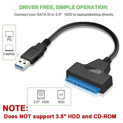 Coolcirc USB 3.0 To Sata Cable For 2.5 Inch External HDD SSD Hard Drive Adapter SATA To USB Hard Disk Adapter Cable