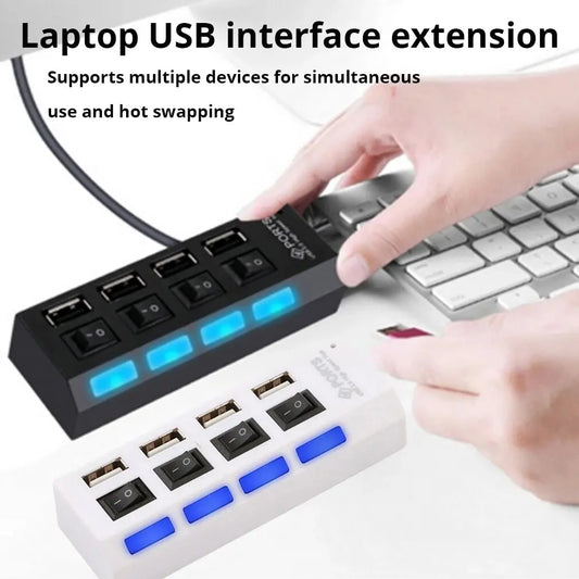 4-Port Usb 2.0 Hub One Drag Four Splitter Hub Plug And Play Mini Small Socket Hub /Usb 4-Port Splitter