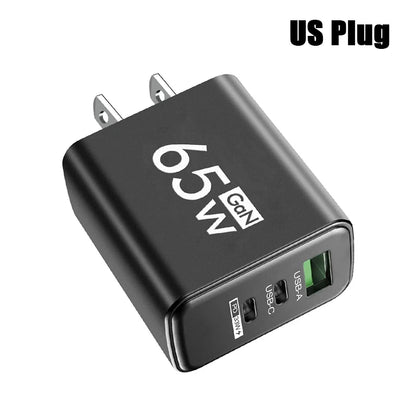 GaN Fast Charging 65W USB Type C Charger EU KR US PD 3.0 Quick Charge Wall For Phone Adapter For iPhone 15 Xiaomi Huawei Samsung